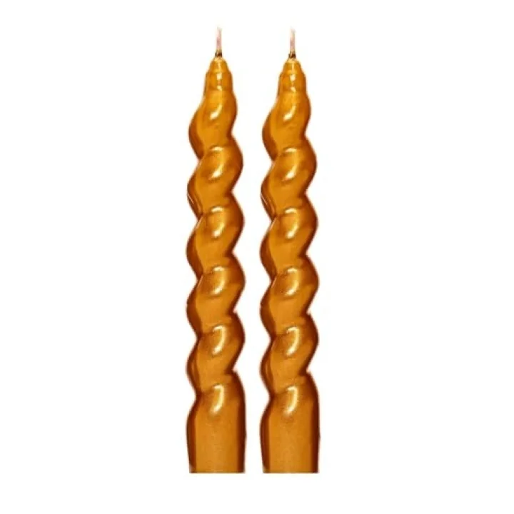 2li Twirl Glow Gold Şamdan Mum Seti (18 cm)
