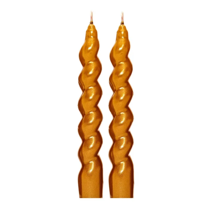 2li Twirl Glow Gold Şamdan Mum Seti (18 cm)