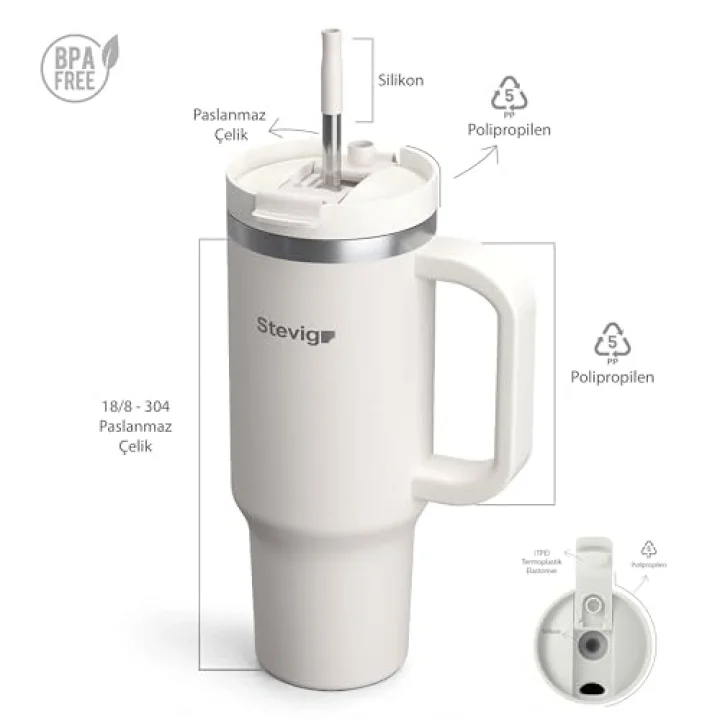 2 Moods Tuck-in Tumbler Sızdırmaz Çelik Termos 900 ML White Sand ST-242