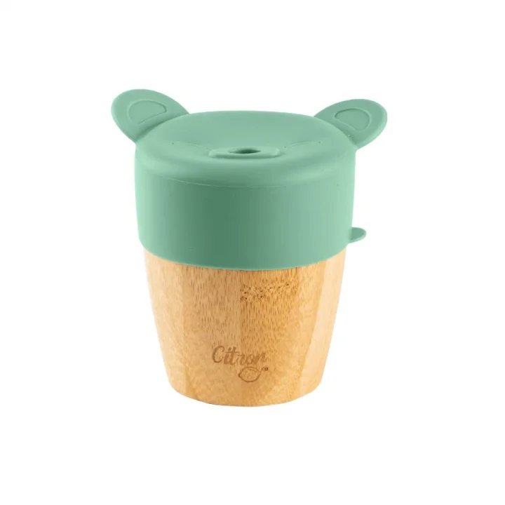 2si 1 Arada Kapaklı ve Pipetli Organik Bambu Alıştırma Bardağı - Green 1073629