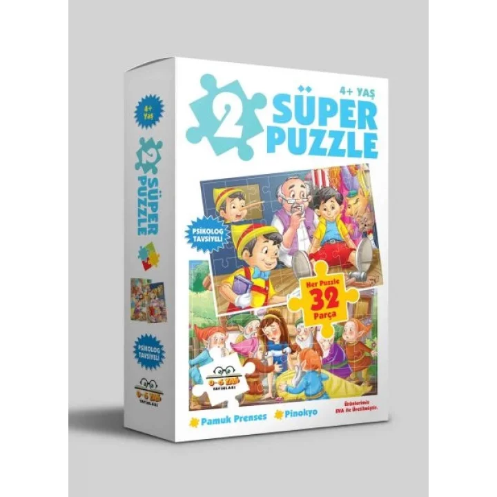 2 Süper Puzzle - Pamuk Prenses - Pinokyo 4+ Yaş