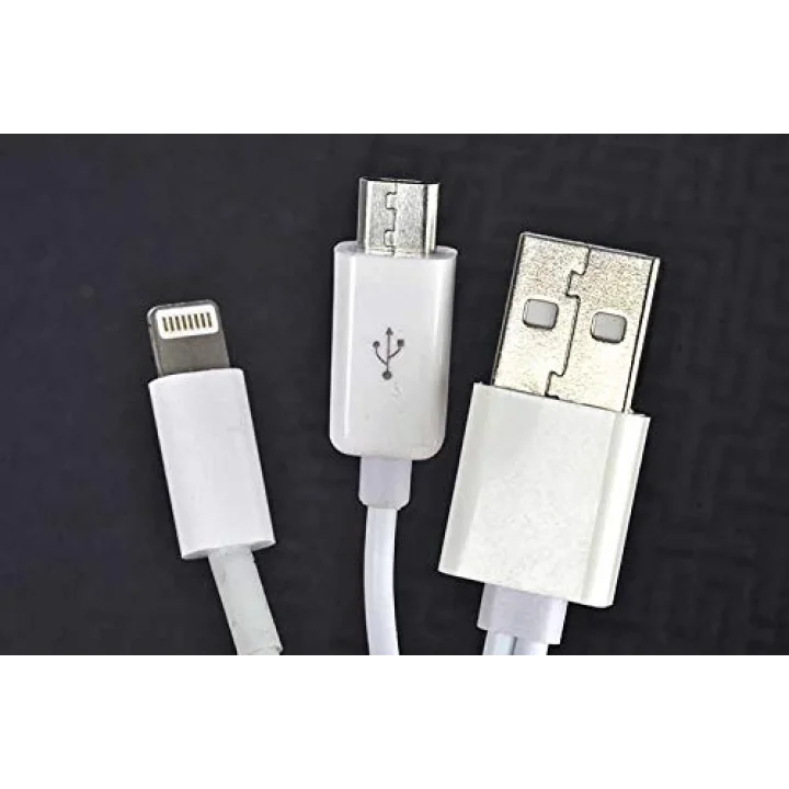 2 Uçlu Lightning-Micro Usb Kablo 1M Beyaz