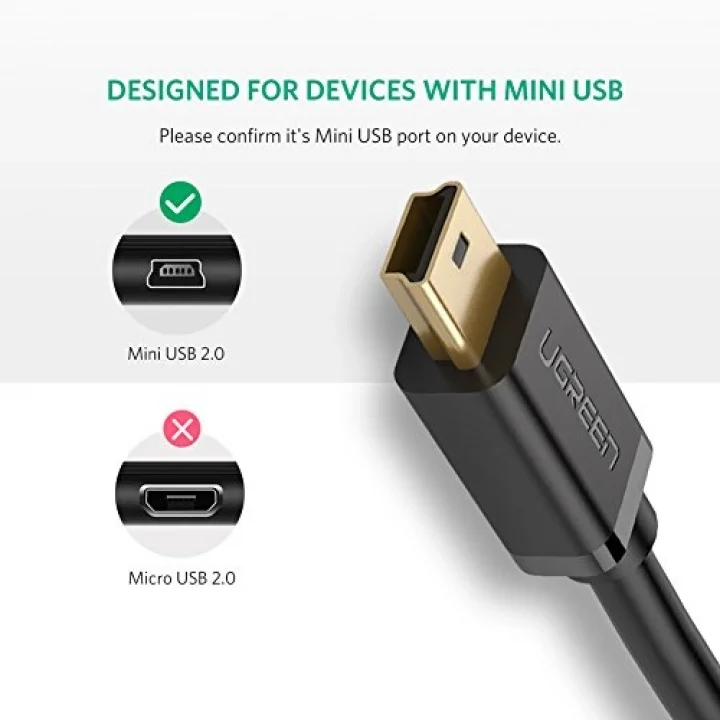 2.0 A USB-A & Mini-USB, Şarj ve Data Kablosu, 1.5 Metre, Siyah