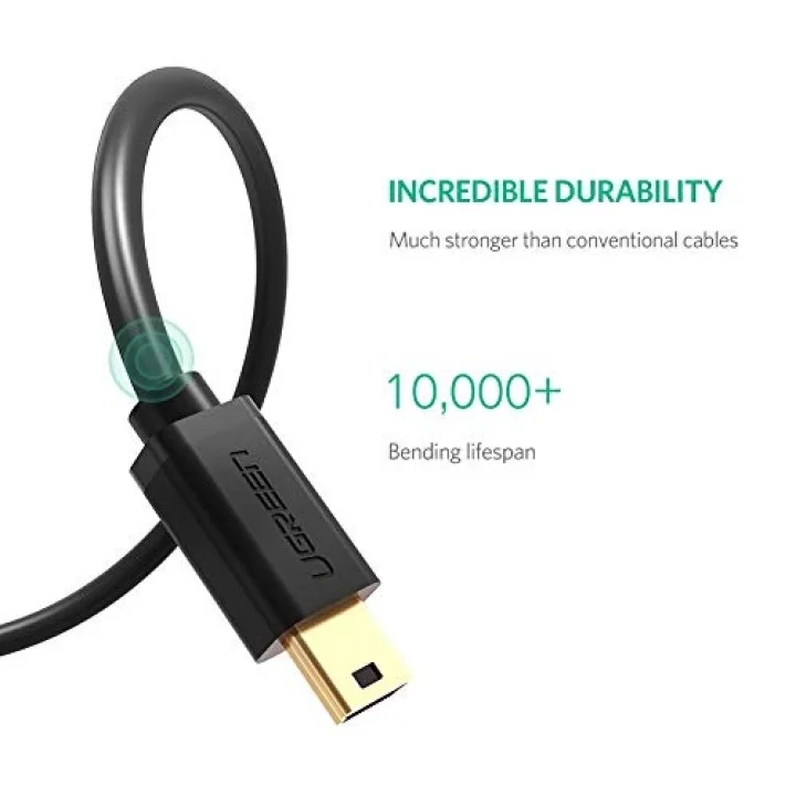 2.0 A USB-A & Mini-USB, Şarj ve Data Kablosu, 1.5 Metre, Siyah
