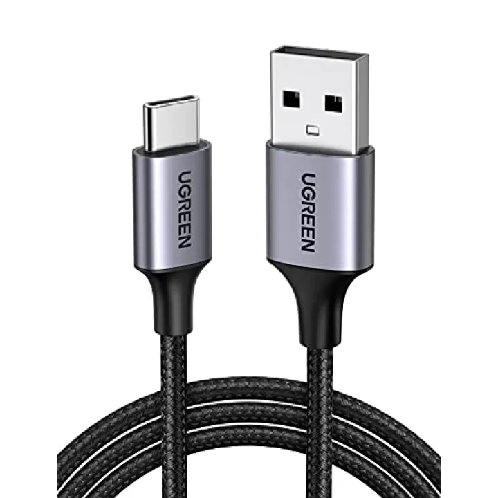 2.0 A USB-A & USB-C Örgülü Şarj ve Data Kablosu, 50 Santimetre, Siyah, 60125
