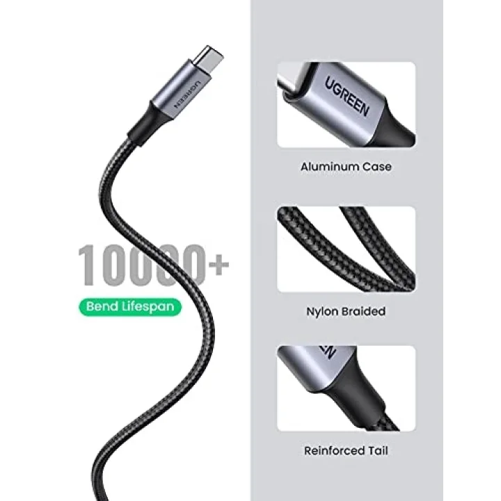 2.0 A USB-A & USB-C Örgülü Şarj ve Data Kablosu, 50 Santimetre, Siyah, 60125