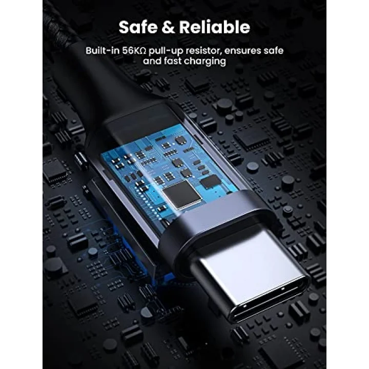 2.0 A USB-A & USB-C Örgülü Şarj ve Data Kablosu, 50 Santimetre, Siyah, 60125