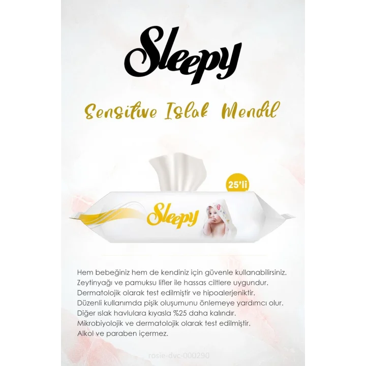 20 AL 18 ÖDE Sleepy Sensitive Islak Mendil 25li ve ROSIE