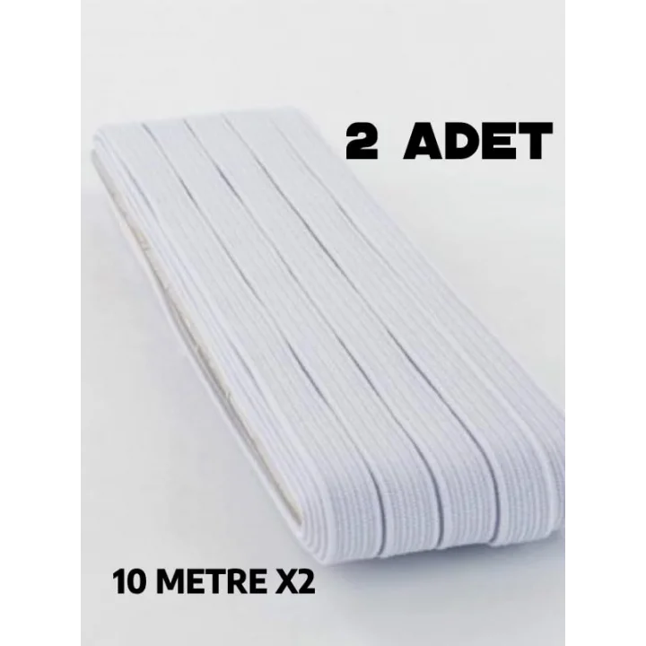20 Metre Beyaz Yassı Lastik 0.80 cm Bel Paça Don Lastiği