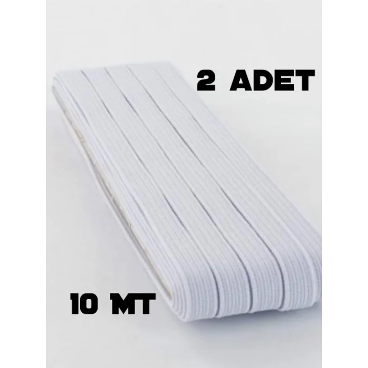 20 Metre Beyaz Yassı Lastik 0.80 cm Bel Paça Don Lastiği