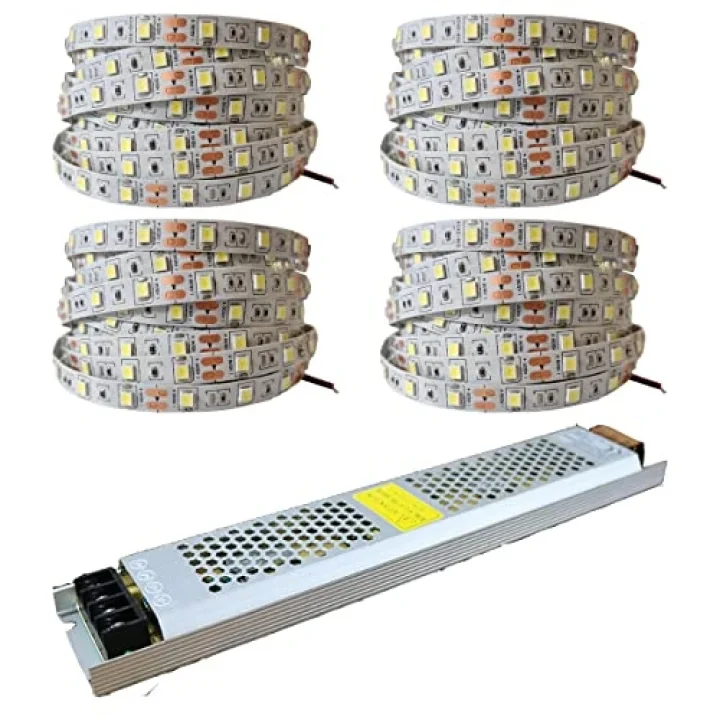 20 Metre Şerit LED Günışığı Renk + 12v 25 Amper 300 Watt LED Trafo - 3 Dirençli Double Pcb - Oturma Odası, Yatak Odası ve Mutfak için Gizli Aydınlatma