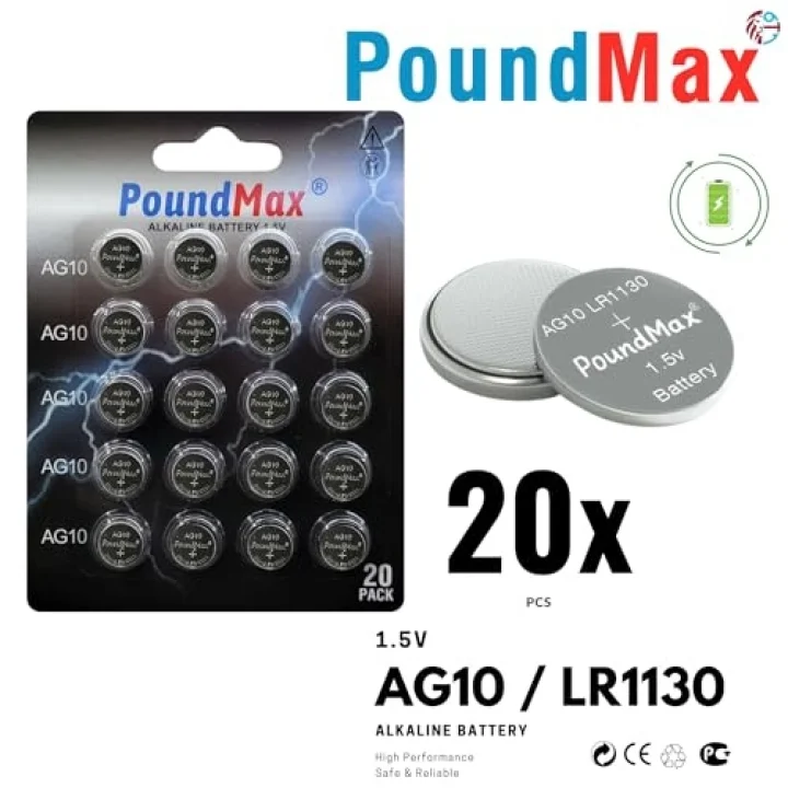 20 x AG10 Düğme Hücresi LR1130 1,5V, Alkalin Pil