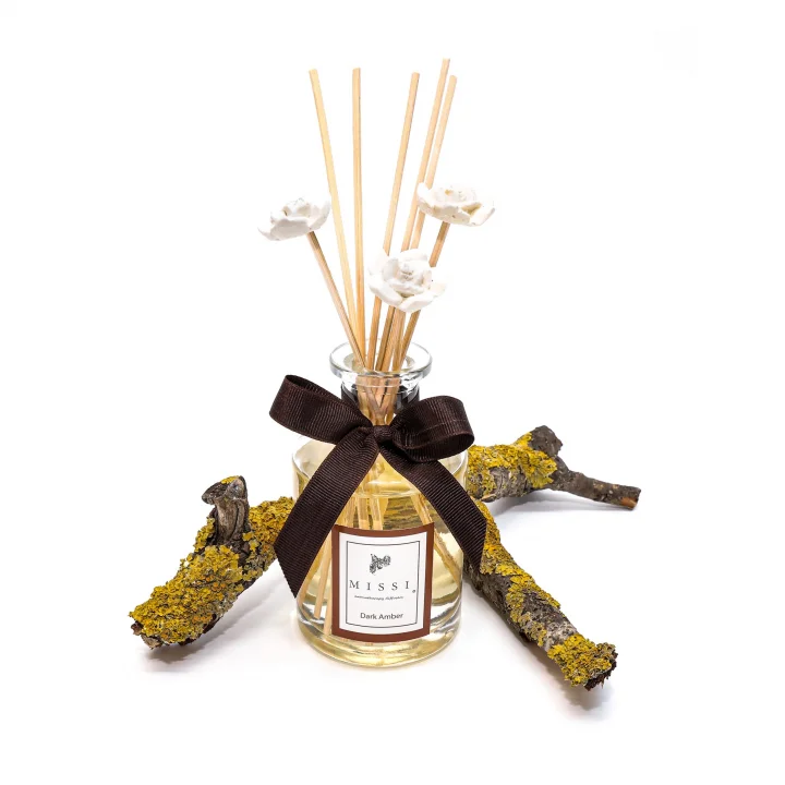 200 ml Silindir Şişe Bambu Çubuklu Dark Amber Oda Kokusu