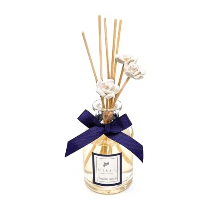200 ml Silindir Şişe Bambu Çubuklu Yasemin Sandal Oda Kokusu