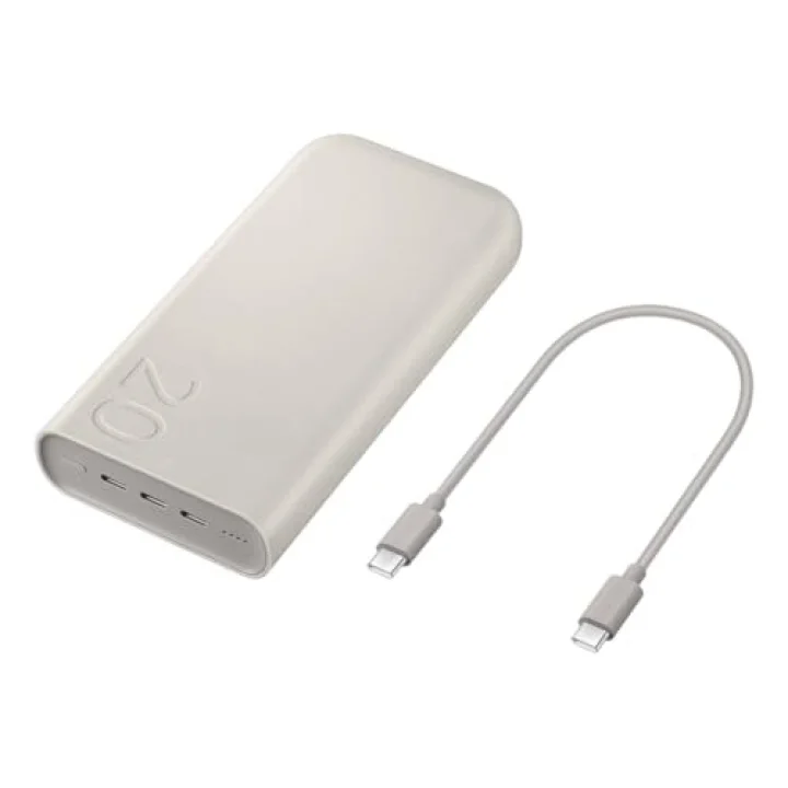 20000 mAh 45 Watt Powerbank, Hızlı Şarj, PD 2.0, 3 Çıkışlı, Kablo Dahil, Bej, 2024 Model