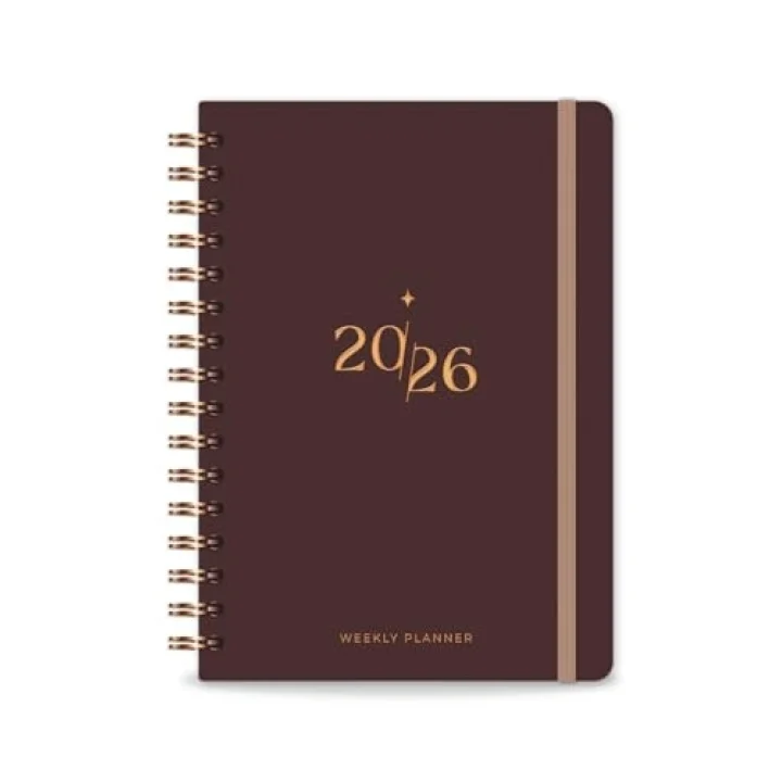 2026 A5 Spiralli Haftalık Ajanda 12 Aylık - Kahverengi