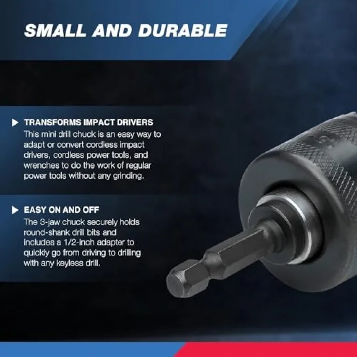 ® 20754 bir 3/8 CHUCK dönüştürücü, Quick Change şaftlı sürücüler için | 1/2 adaptör dahil