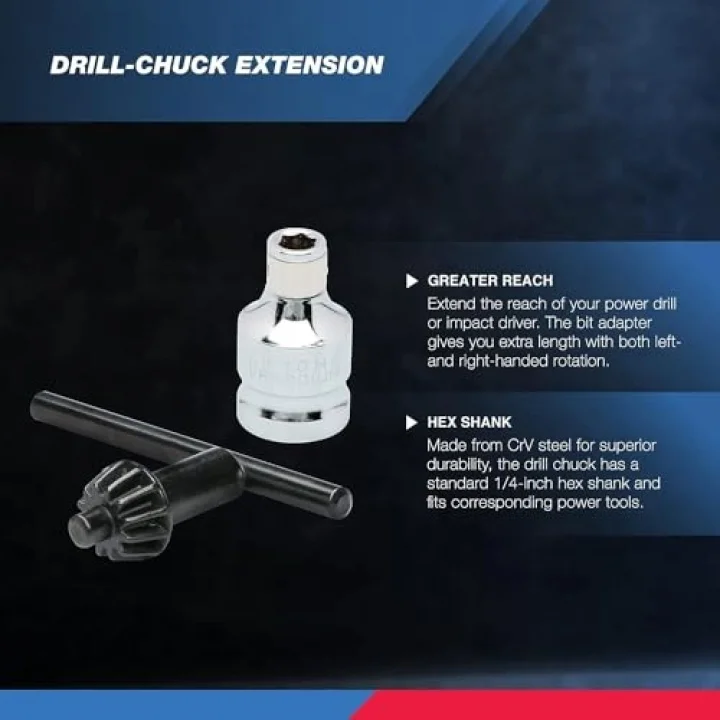 ® 20754 bir 3/8 CHUCK dönüştürücü, Quick Change şaftlı sürücüler için | 1/2 adaptör dahil