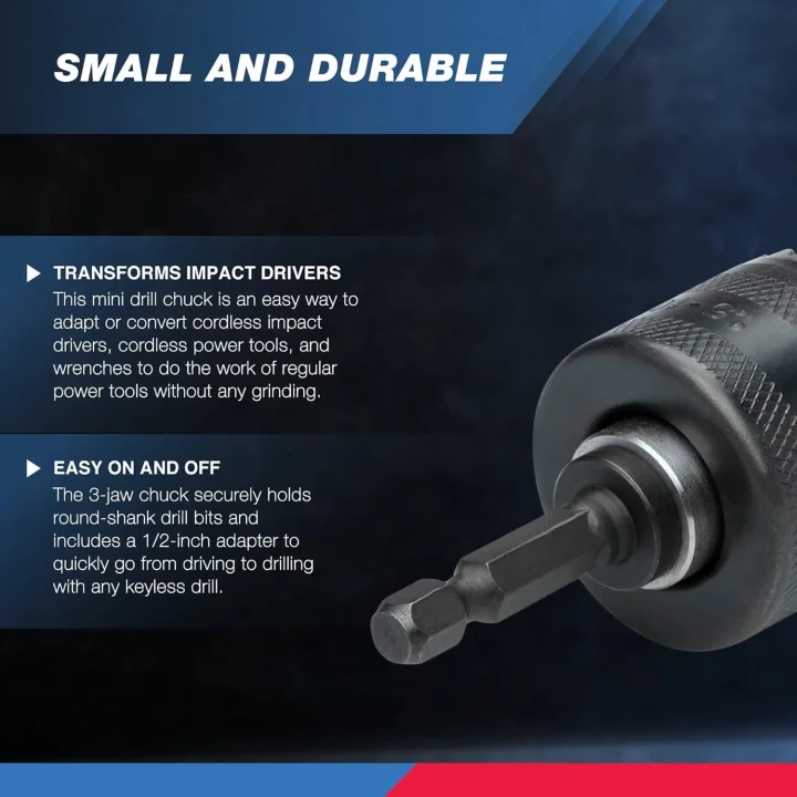 ® 20754 bir 3/8 CHUCK dönüştürücü, Quick Change şaftlı sürücüler için | 1/2 adaptör dahil