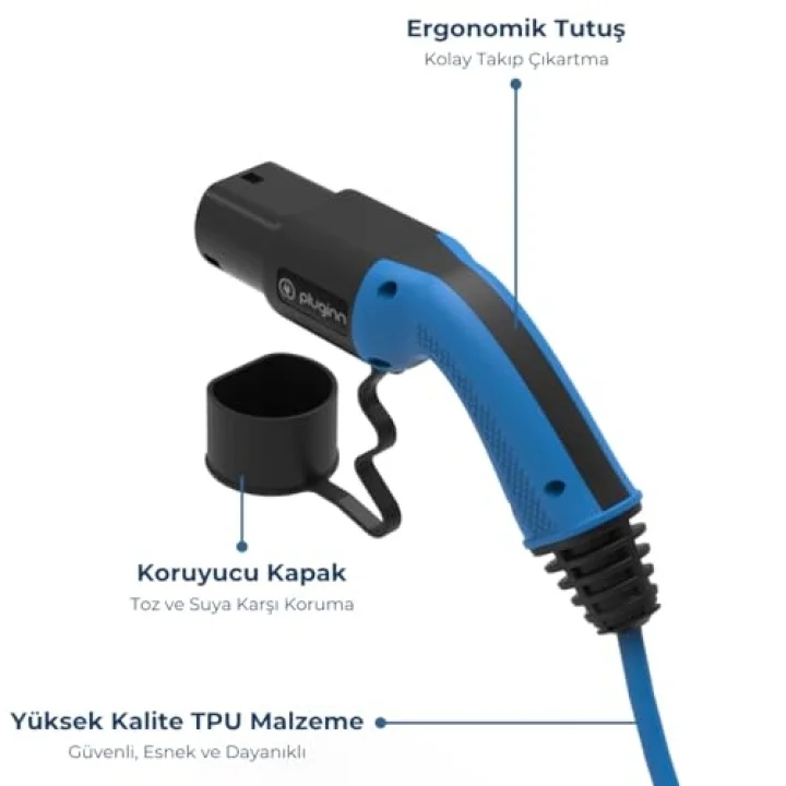 22 kW Tip 2 AC Elektrikli Araç Şarj Kablosu 5 Metre