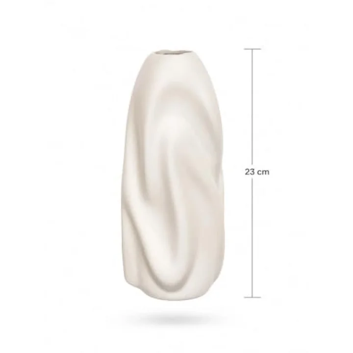 23 cm Organik Dekoratif Krem Seramik Vazo