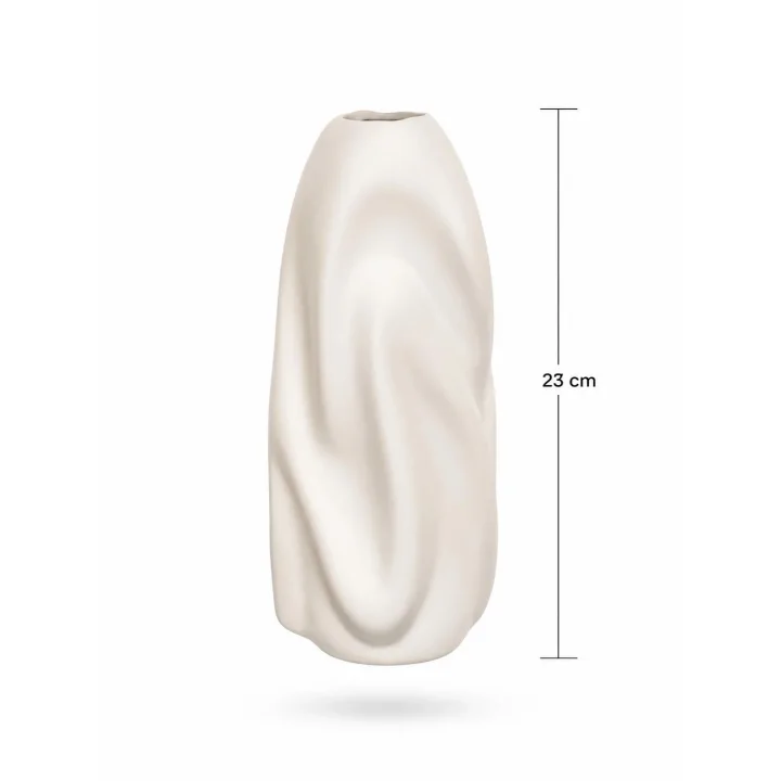 23 cm Organik Dekoratif Krem Seramik Vazo