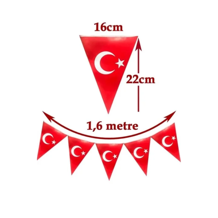 23 Nisan Süsleri 23 Nisan Hediyeleri 10 lu üçgen Flama - 10 Parça