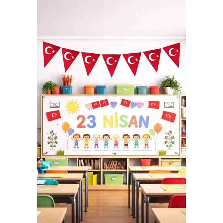 23 Nisan Süsleri 23 Nisan Hediyeleri 10 lu üçgen Flama - 10 Parça