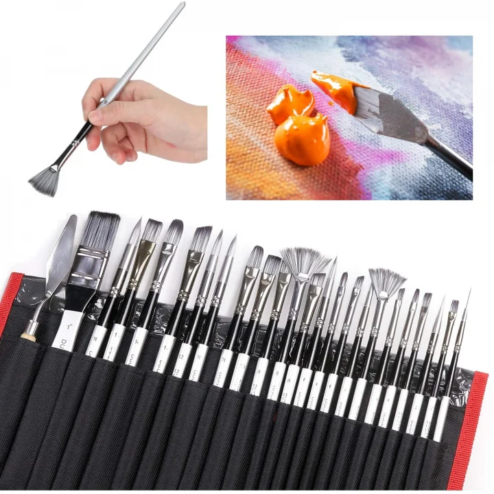 24 Parça Siyah Çantalı Sanat Fırçası Seti