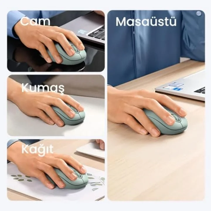 2400DPI 2.4Ghz Wireless Kablosuz Sessiz Mouse Yeşil