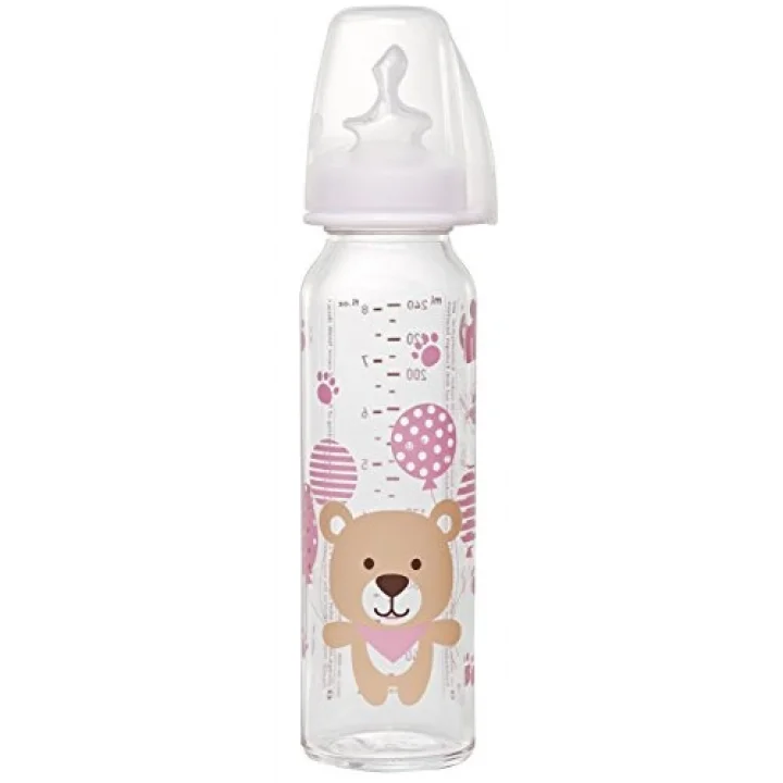 250 Ml Antikolik Cam Biberon (Kız, 0-6 Ay, Pembe)