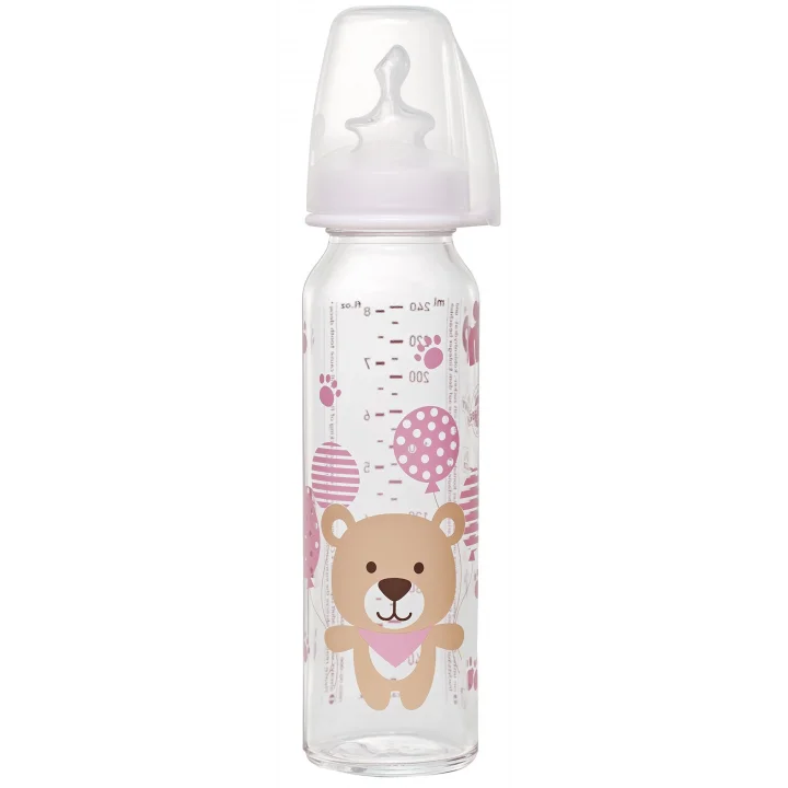 250 Ml Antikolik Cam Biberon (Kız, 0-6 Ay, Pembe)
