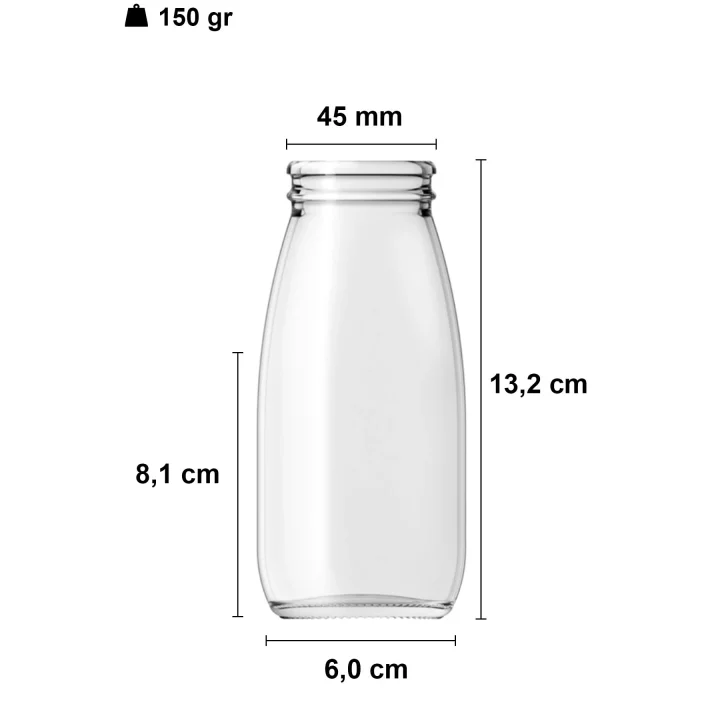 250 ml Şeffaf Süt, Ayran, Limonata, Meşrubat Şişesi 250 Cc Plastik Kapaklı Boş Cam Şişe 6 Adet