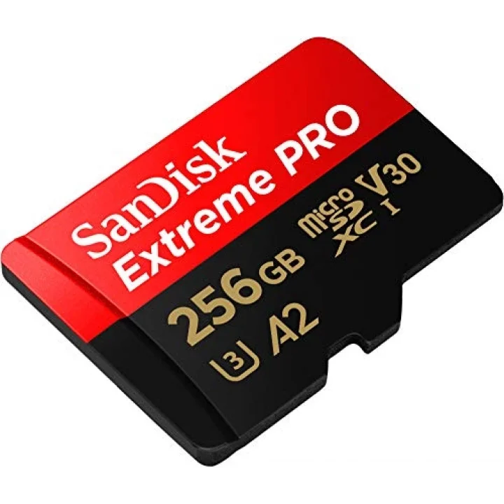 256 GB Extreme PRO microSDXC kartı + SD adaptörü + RescuePRO Deluxe, 200 MB/snye kadar, A2 App Performance, UHS-I, Class 10, U3, V30