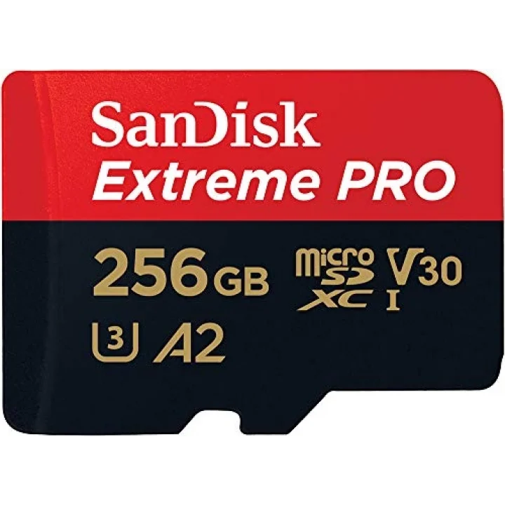 256 GB Extreme PRO microSDXC kartı + SD adaptörü + RescuePRO Deluxe, 200 MB/snye kadar, A2 App Performance, UHS-I, Class 10, U3, V30