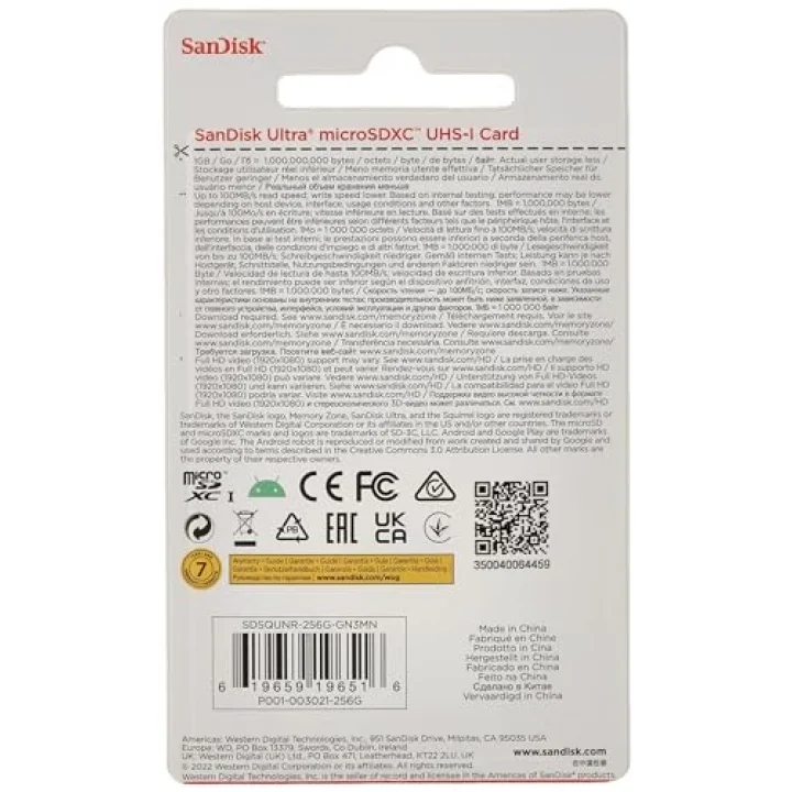 256GB Ultra Lite MicroSDXC 100 MB, Beyaz/Gri
