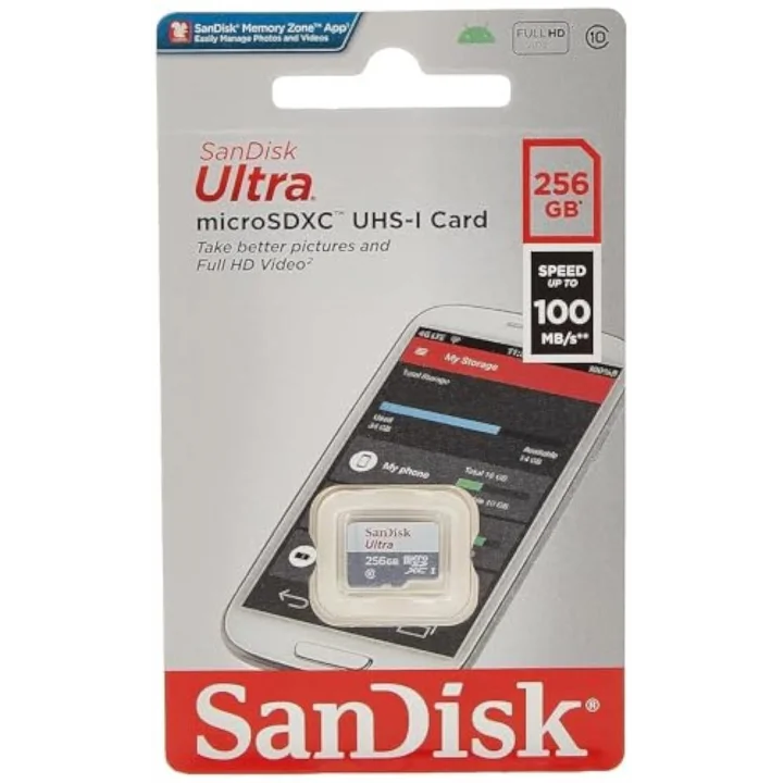 256GB Ultra Lite MicroSDXC 100 MB, Beyaz/Gri