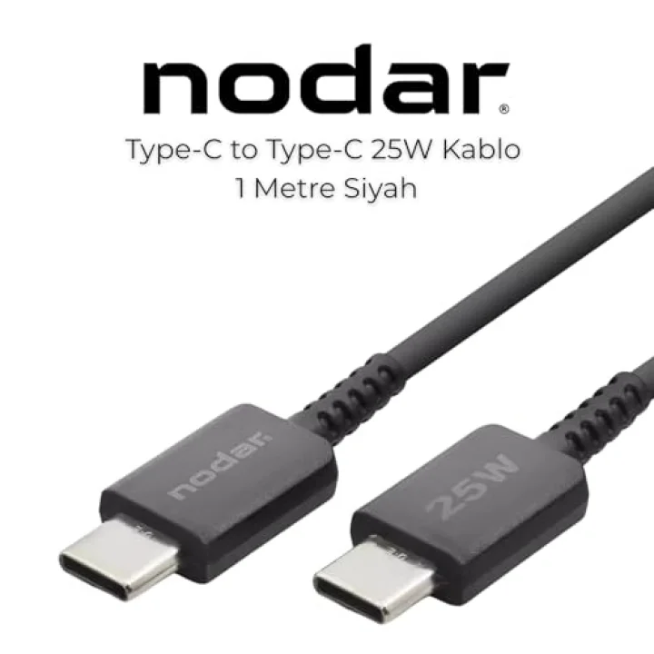 25W USB-C to Type-C Hızlı Şarj ve Data Kablosu 1 Metre - PD Şarj Kablosu, Siyah