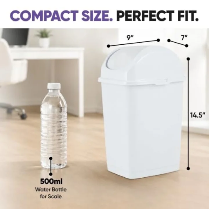 2,6 litre küçük Slim Trash can (Beyaz)