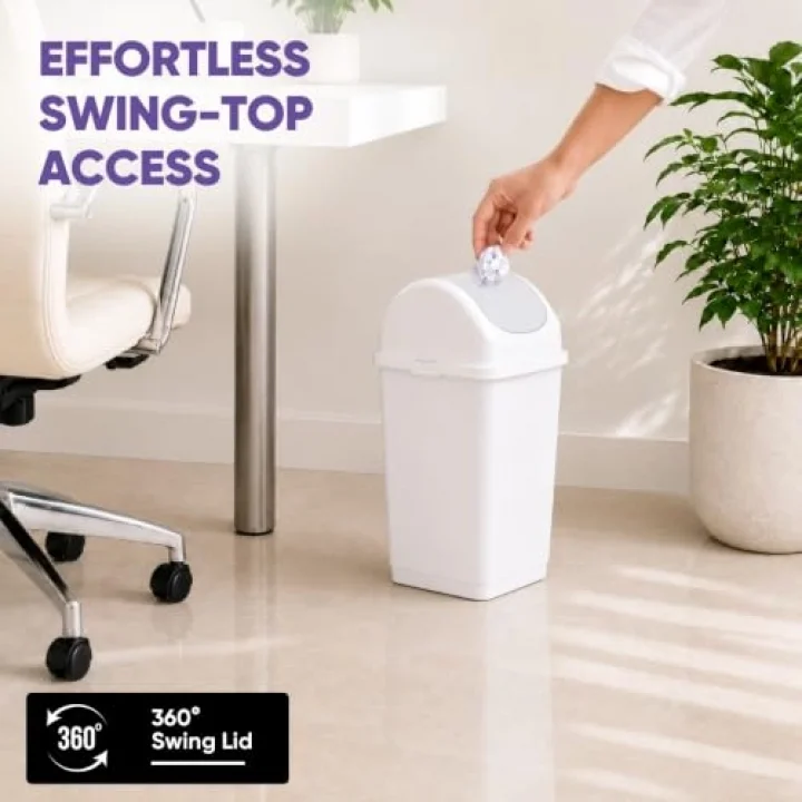 2,6 litre küçük Slim Trash can (Beyaz)