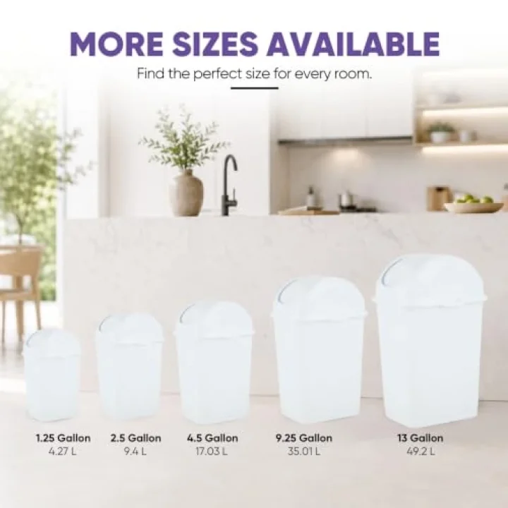 2,6 litre küçük Slim Trash can (Beyaz)
