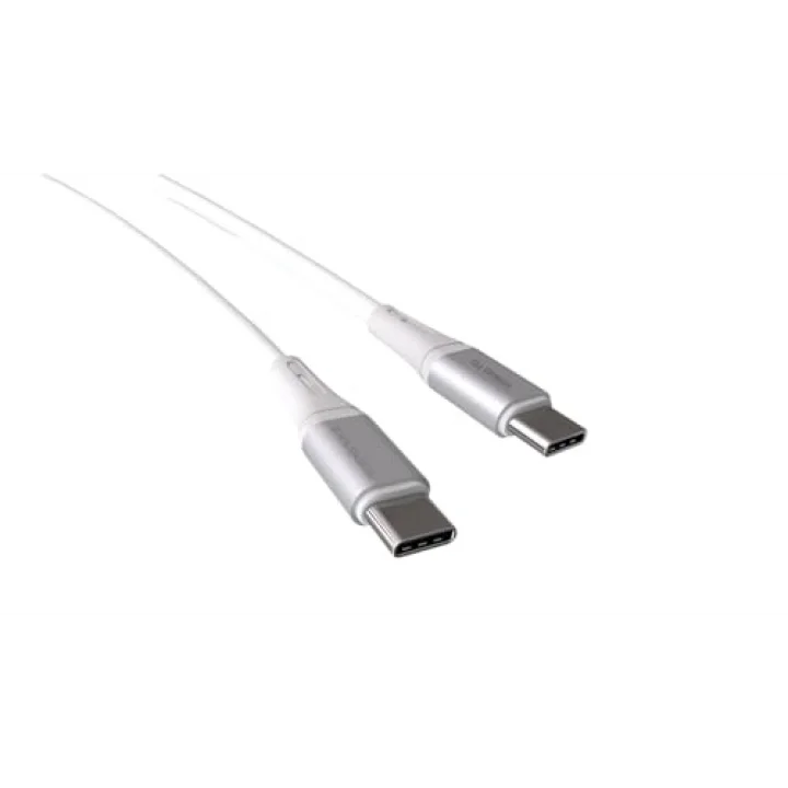 2Adet x 2Metre Type C-C Kablo Seti, 60Watt PD Hızlı Şarj, iPhone 15/16/17 ve Andoid İçin, Beyaz/Gümüş Metal, Wahoo (2Ad x 2Metre Beyaz)