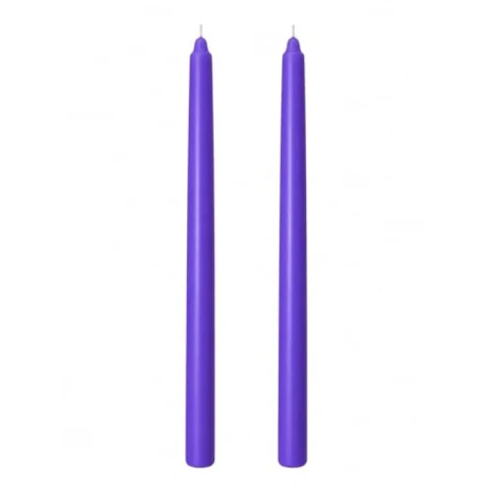 2’li Mor Şamdan Mum Seti 25 cm – Dekoratif İnce Şamdan Mum, Kokusuz Parafin Wax,%100 Pamuk Fitil, El Döküm, Uzun Süre Yanma (~10 Saat), Şık Sofra, Davet, Nişan, Düğün ve Ev Dekorasyonu İçin Zarif