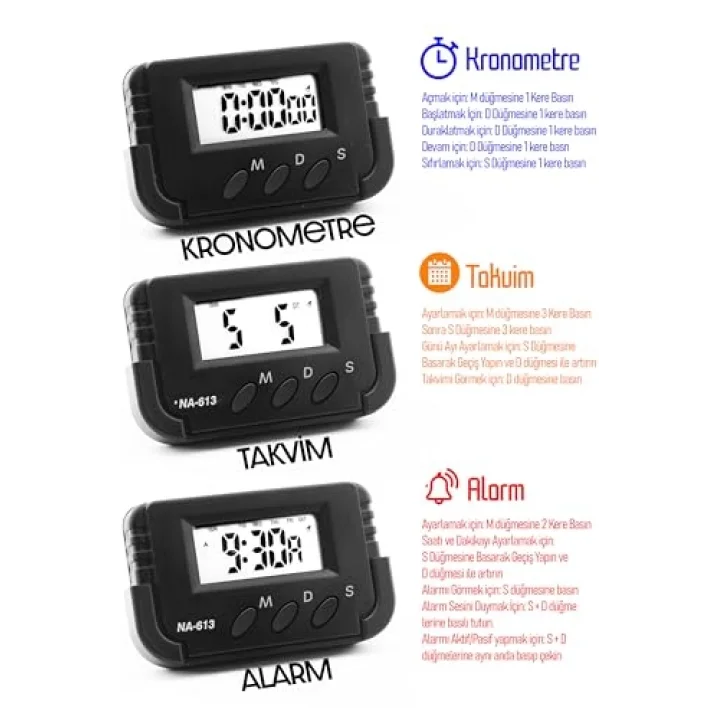 2li SET Masa Lambası + Kronometreli Pomodoro Ders Çalışma Masa Lambası (Beyaz 811)