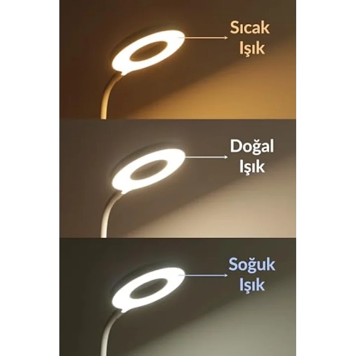 2li SET Şarjlı Masa Lambası + Kronometreli Öğrenci Saati Renk Ayarlı Ders Çalışma Okuma Lambası Q3