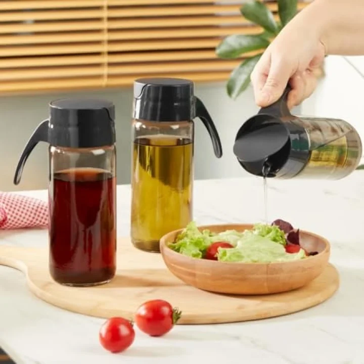3 Adet 500 ML Borosilikat Cam Yağ Sirke Sos Şişesi MIT1092
