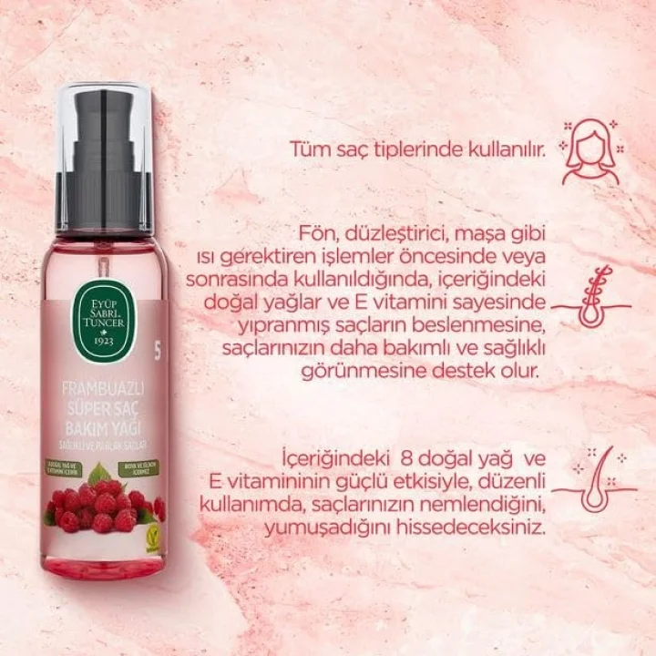 3 Adet Frambuazlı Süper Saç Bakım Yağı 100 ml ve ROSIE Pamuk