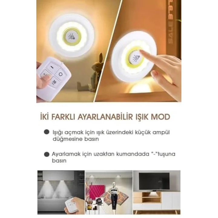 3 Adet Uzaktan Kumandalı Kablosuz LED Aydınlatma MIT1101