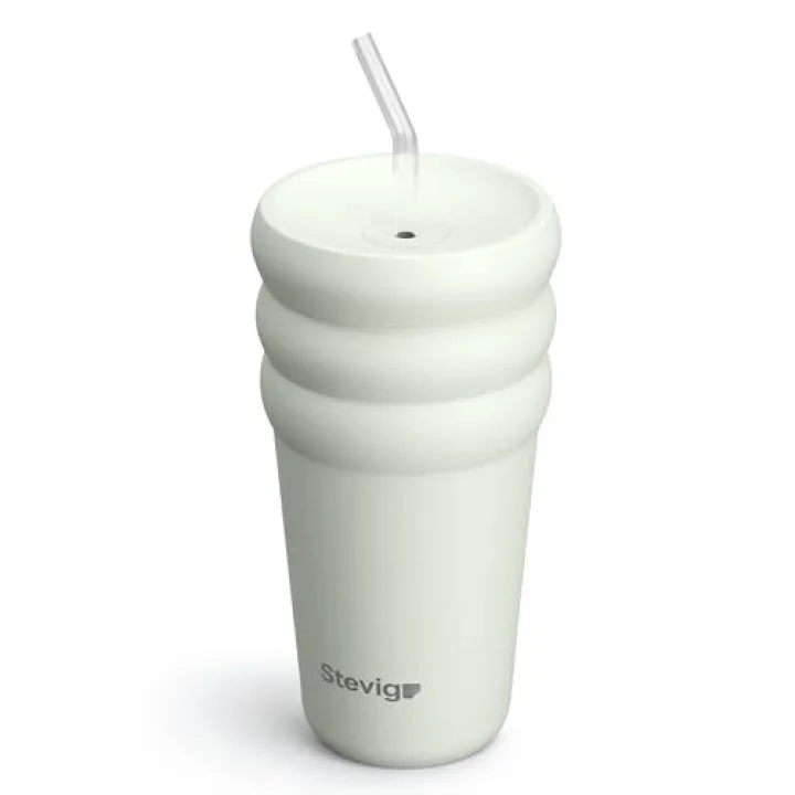 3 Bubble Two-Cap Straw Tumbler Çelik Termos 600 Mililitre Lightest Sky ST-247