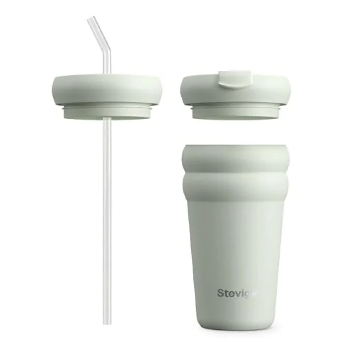 3 Bubble Two-Cap Straw Tumbler Çelik Termos 600 Mililitre Lightest Sky ST-247